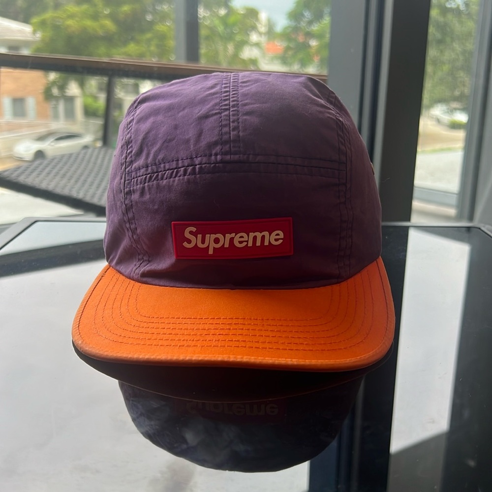 Supreme Camp Cap Purple / Orange Brim Red Box Logo